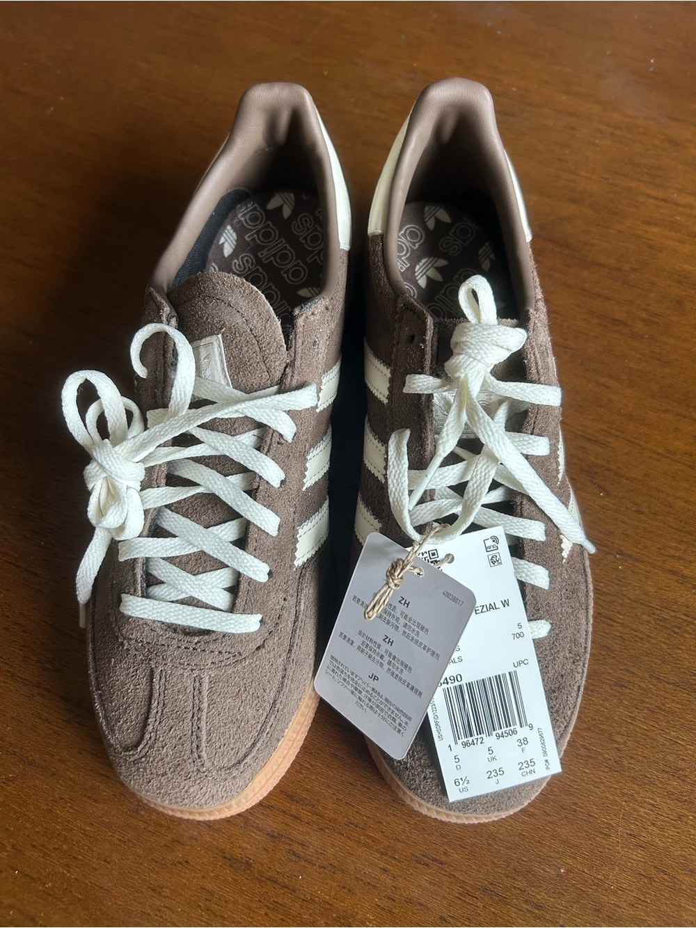 adidas Brown Suede Sneakers with White Stripes